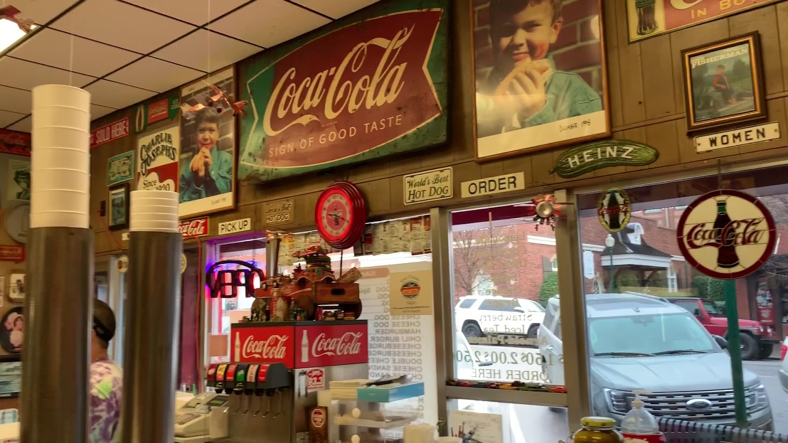 Vintage signs inside Charlie Joseph's in downtown LaGrange